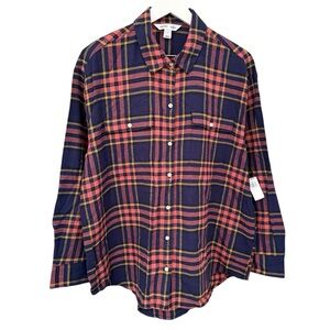 NWT Old Navy The Boyfriend Shirt Plaid Long Sleeve Button Down Shirt Size Large